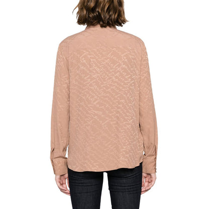 PINKO Beige Haircalf Shirt: Bold Jacquard Silk Elegance