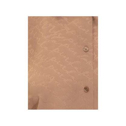 PINKO Beige Haircalf Shirt: Bold Jacquard Silk Elegance