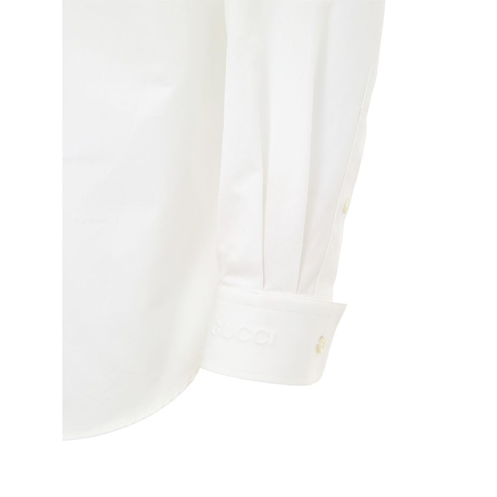 Gucci White Cotton Double Collar Poplin Shirt