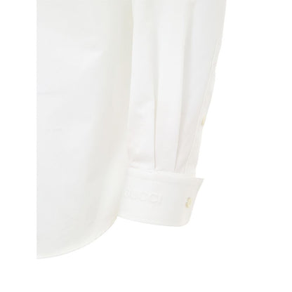 Gucci White Cotton Double Collar Poplin Shirt