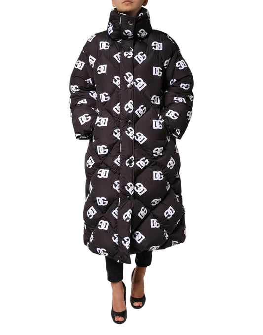 Dolce & Gabbana Black DG Mania Puffer Quilted Long Coat Jacket