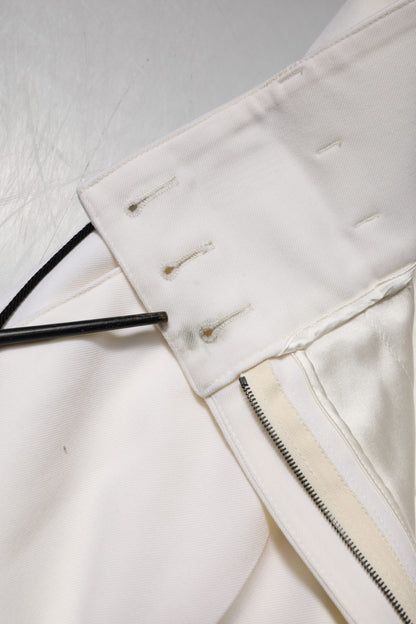Dolce & Gabbana White Wool High Waist Tapered Pants