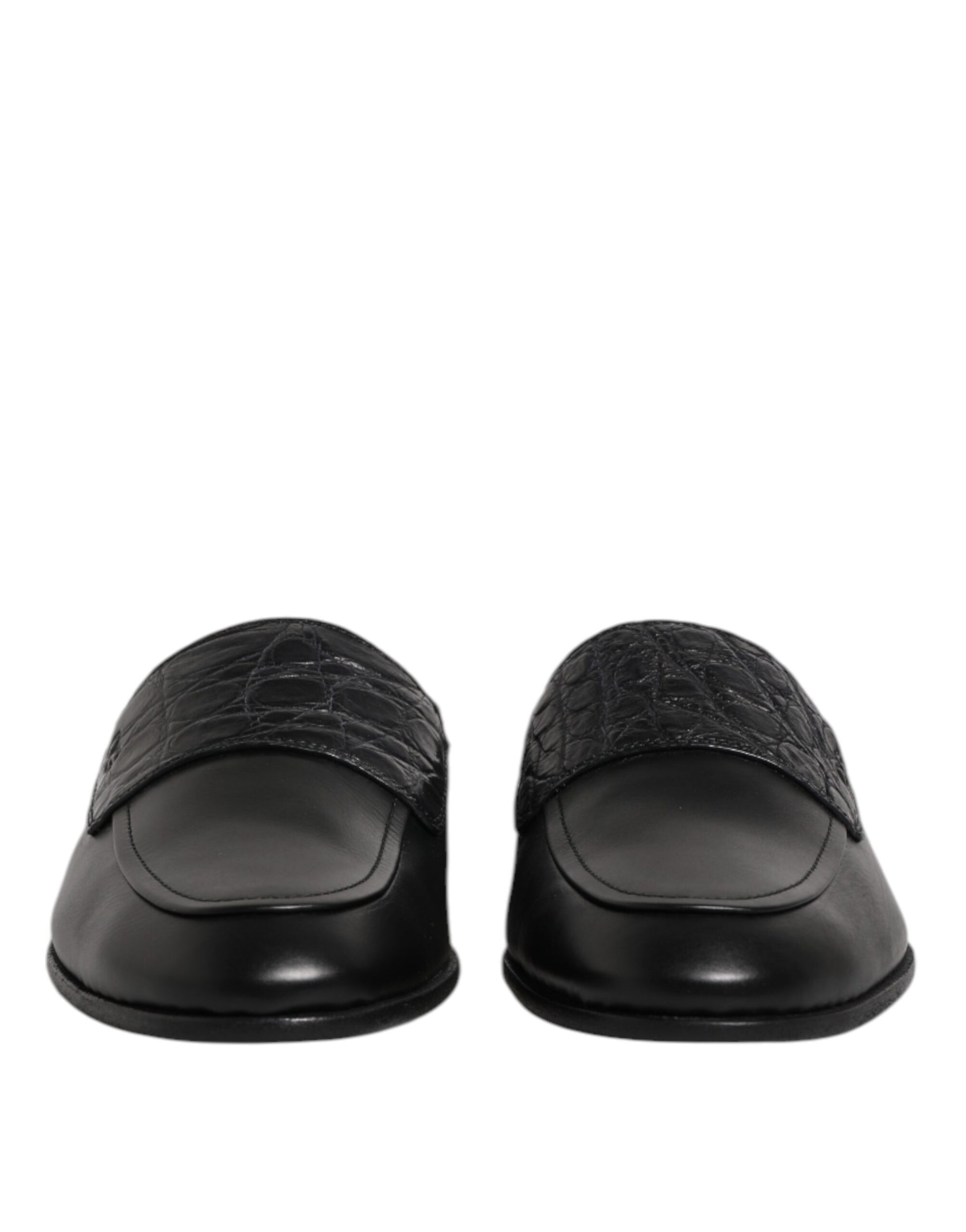 Dolce & Gabbana Black Calfskin Leather Slip On Loafers