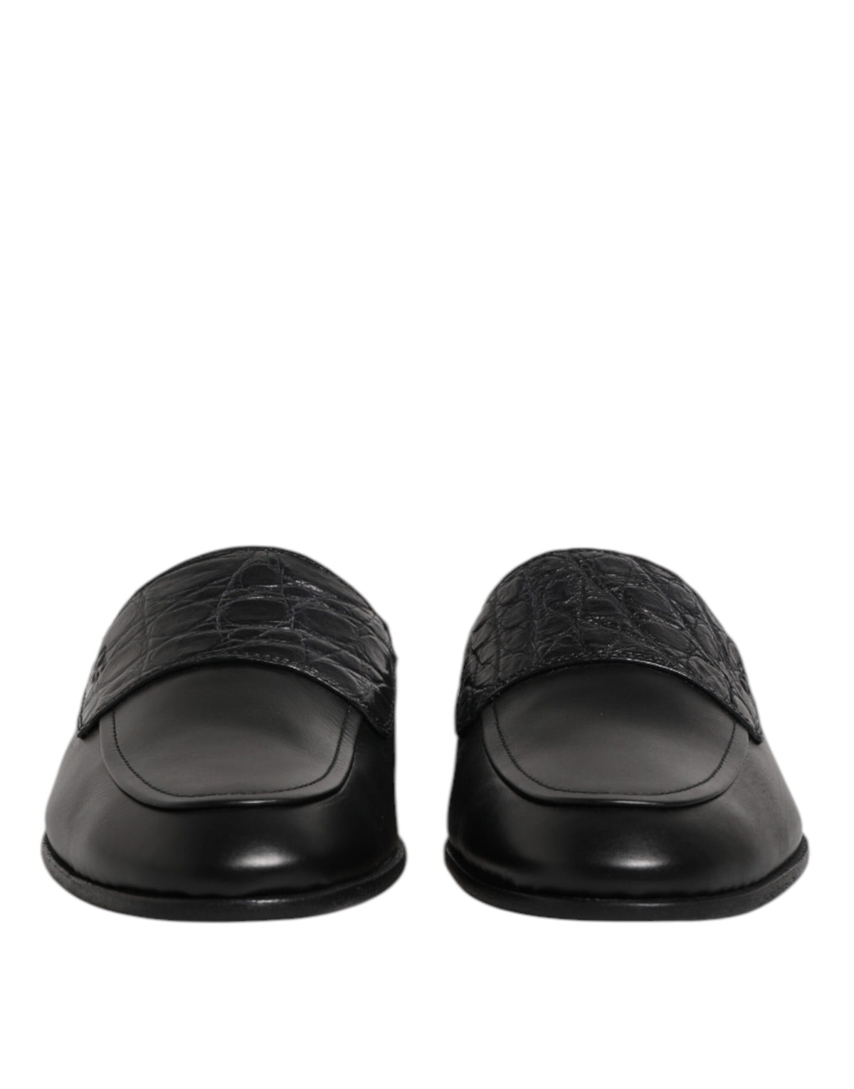 Dolce & Gabbana Black Calfskin Leather Slip On Loafers