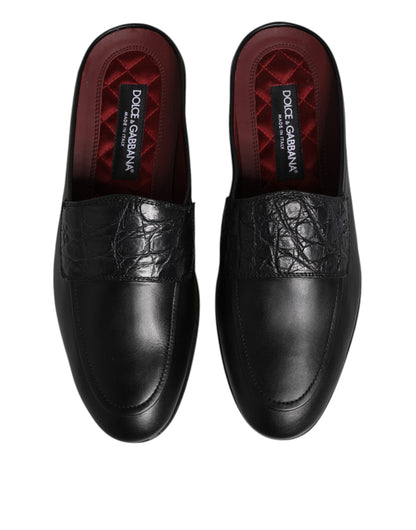 Dolce & Gabbana Black Calfskin Leather Slip On Loafers