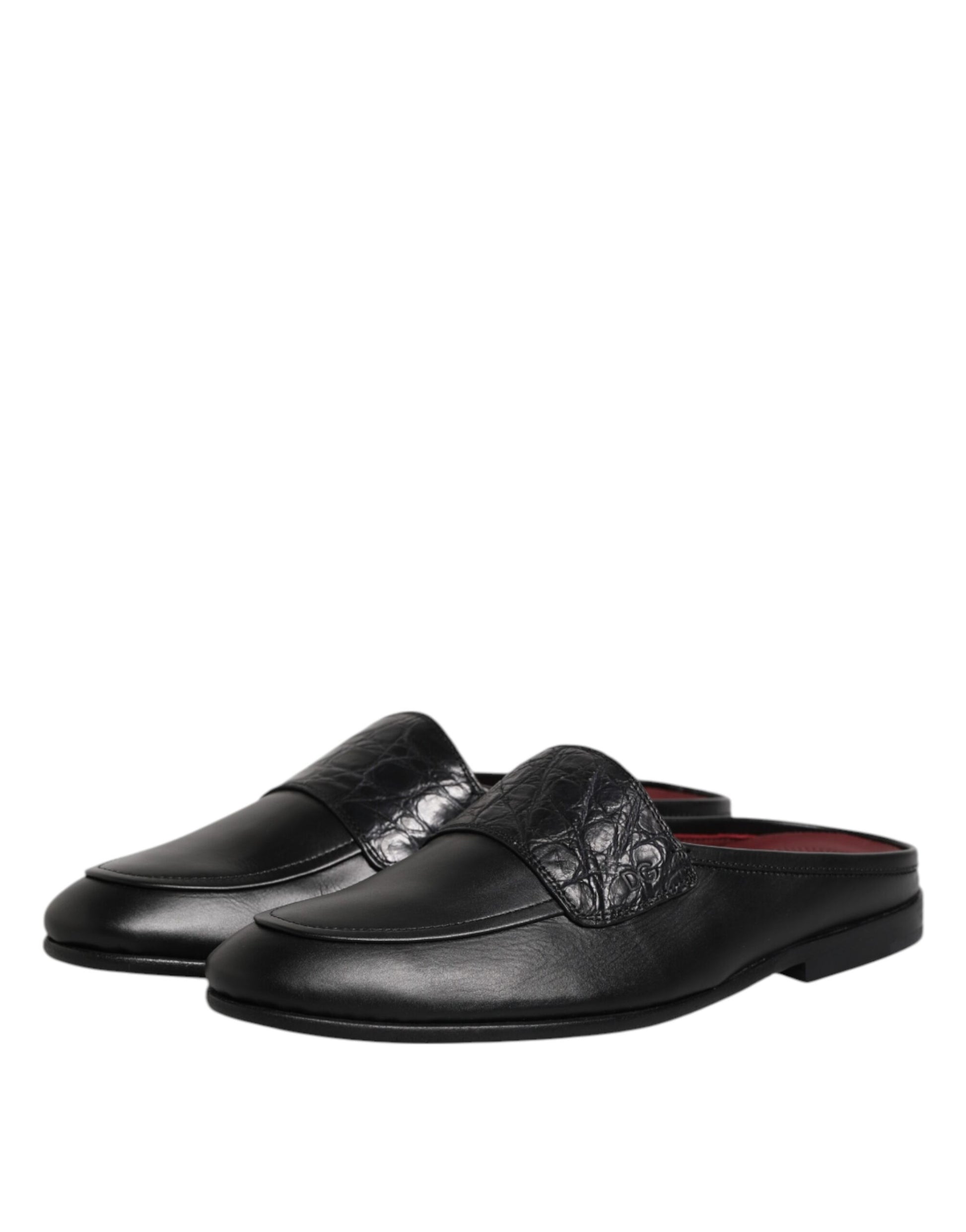 Dolce & Gabbana Black Calfskin Leather Slip On Loafers