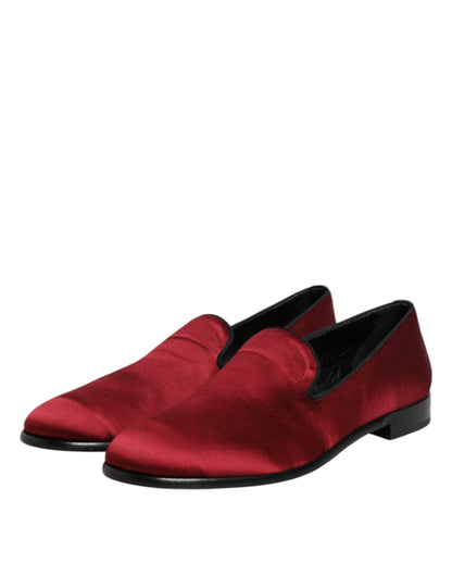 Dolce & Gabbana Red Velvet Slip On Loafers