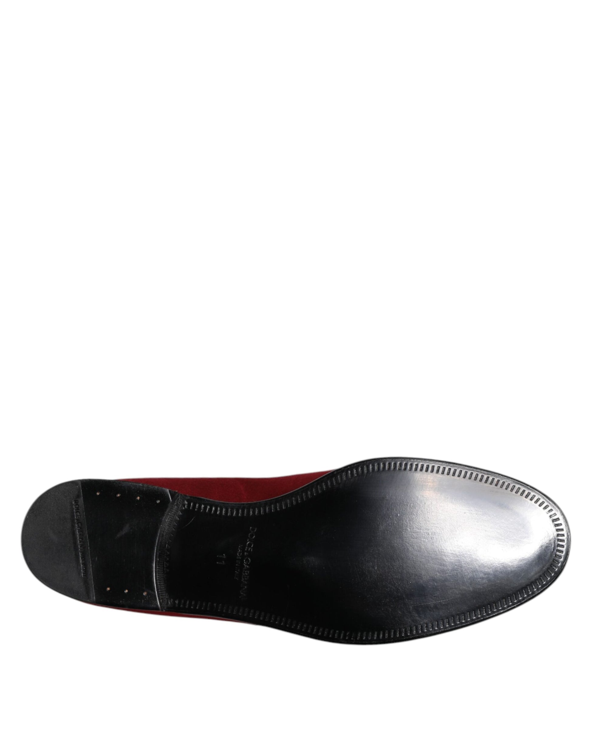 Dolce & Gabbana Red Velvet Slip On Loafers