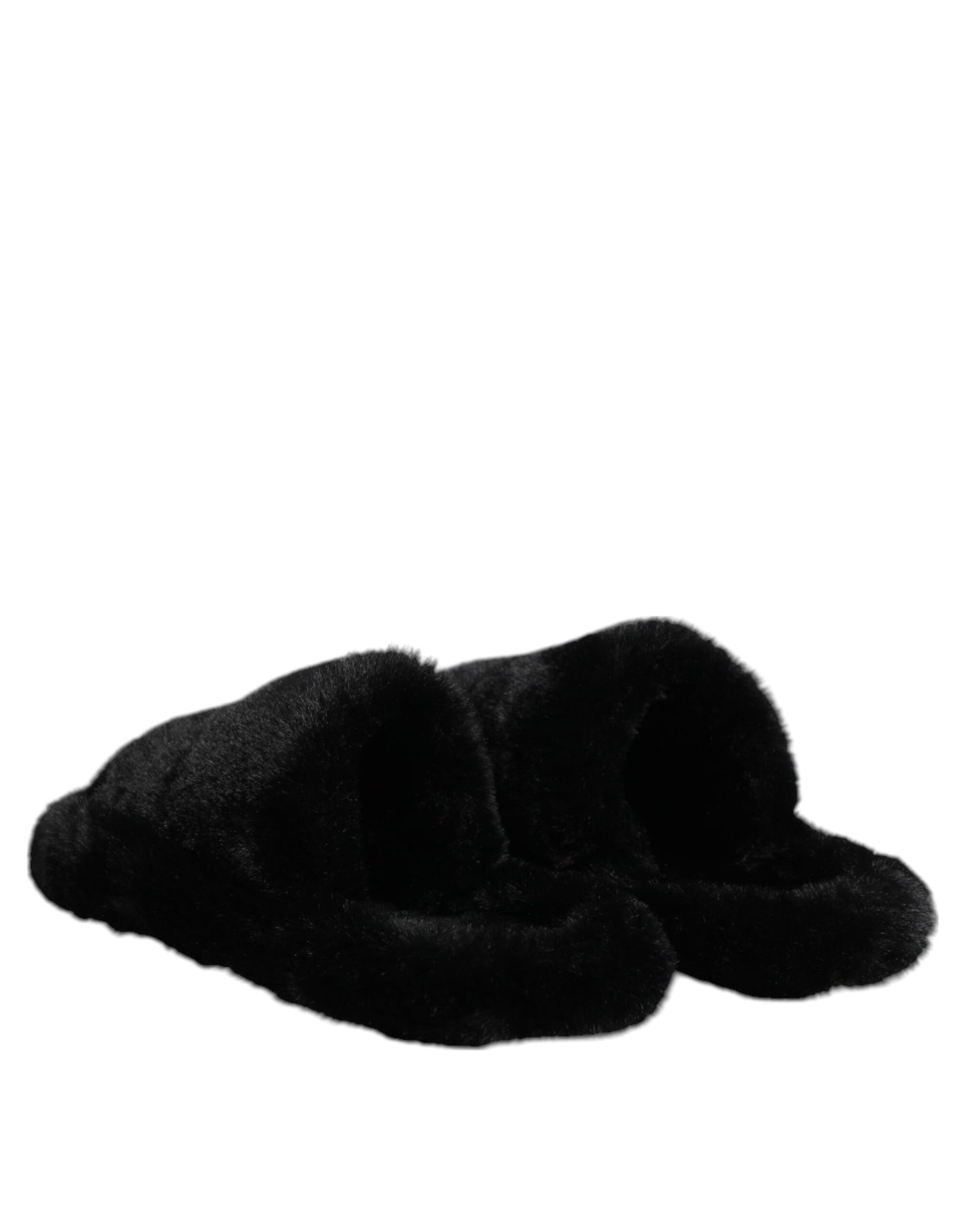 Dolce & Gabbana Black Velvet Slides Slipper Shoes