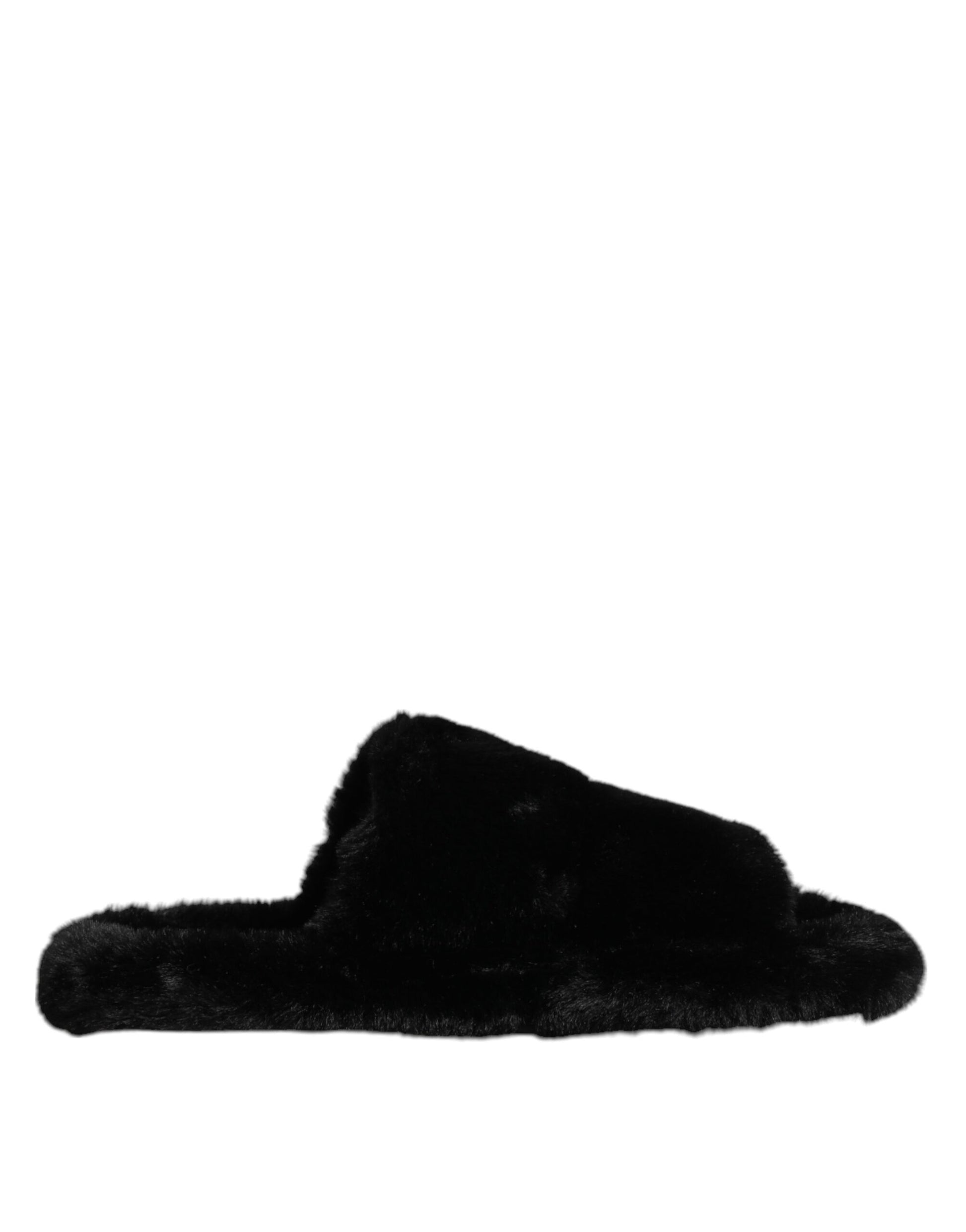 Dolce & Gabbana Black Velvet Slides Slipper Shoes
