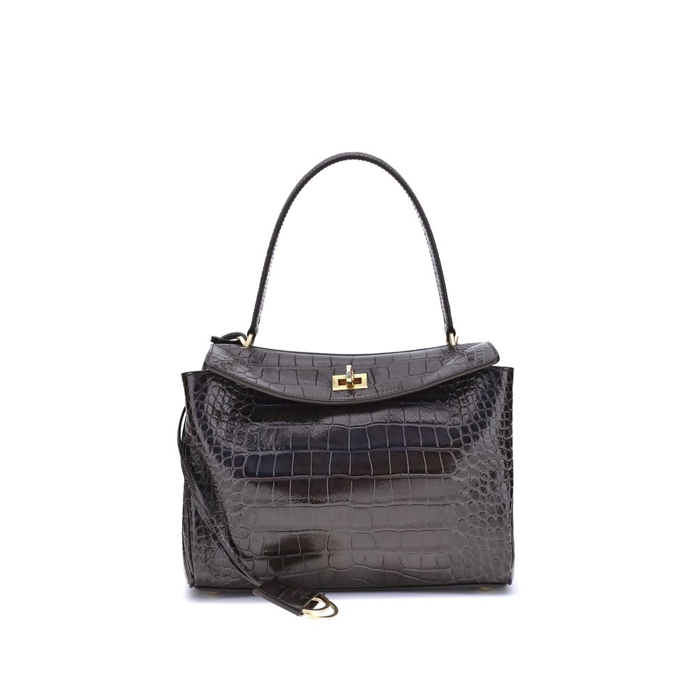 Balenciaga Rodeo Shoulder Bag in Crocodile-Print Leather