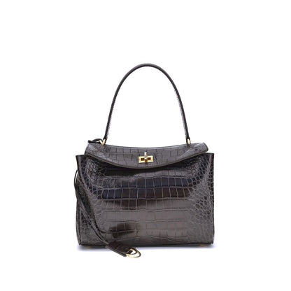 Balenciaga Rodeo Shoulder Bag in Crocodile-Print Leather