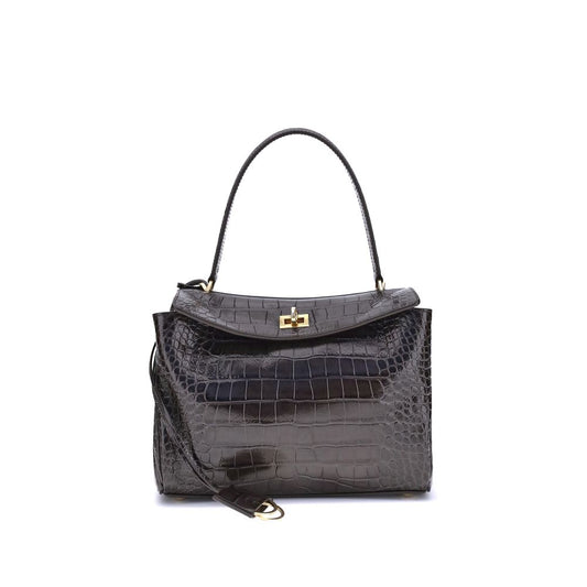 Balenciaga Rodeo Shoulder Bag in Crocodile-Print Leather