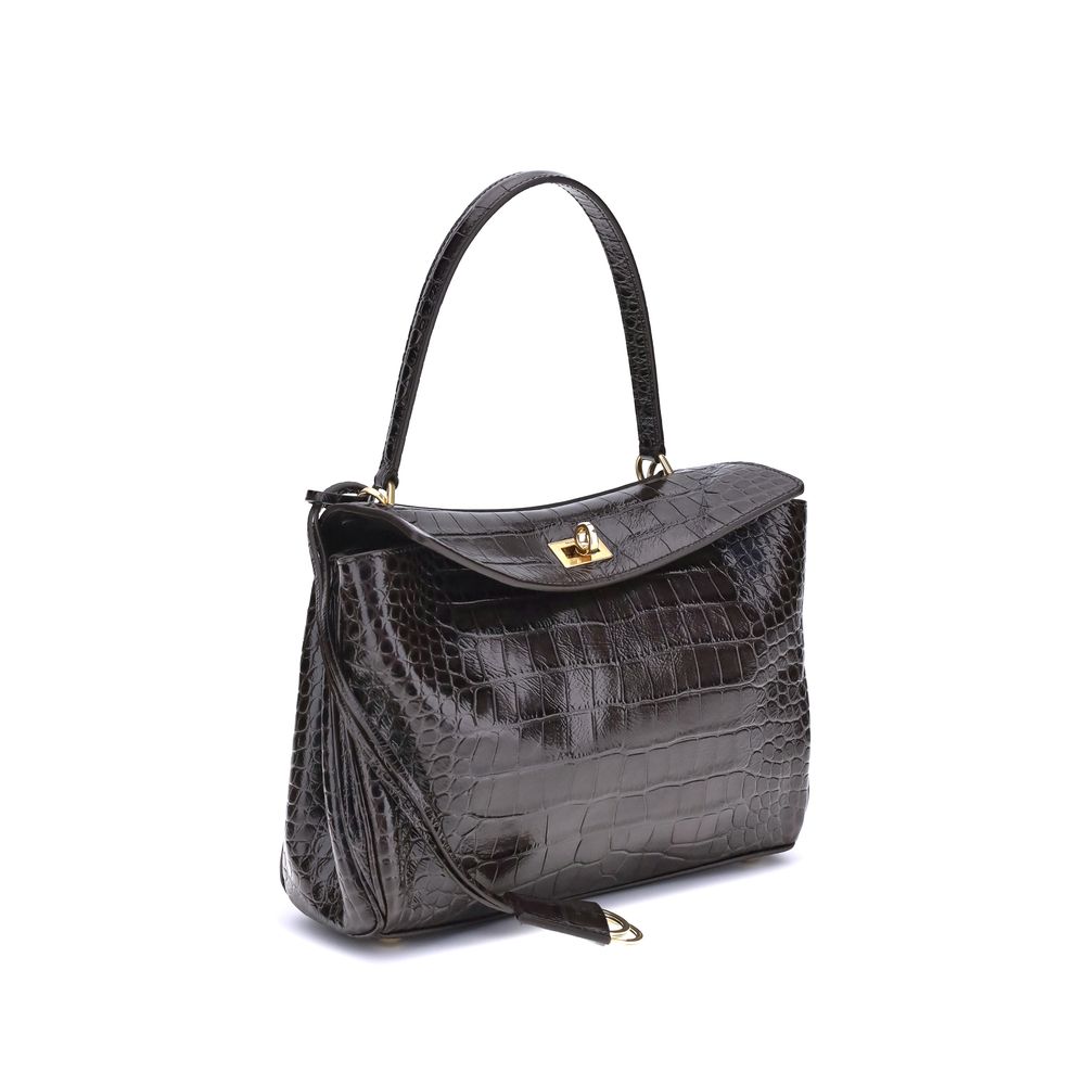 Balenciaga Rodeo Shoulder Bag in Crocodile-Print Leather