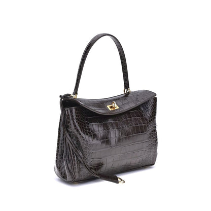 Balenciaga Rodeo Shoulder Bag in Crocodile-Print Leather