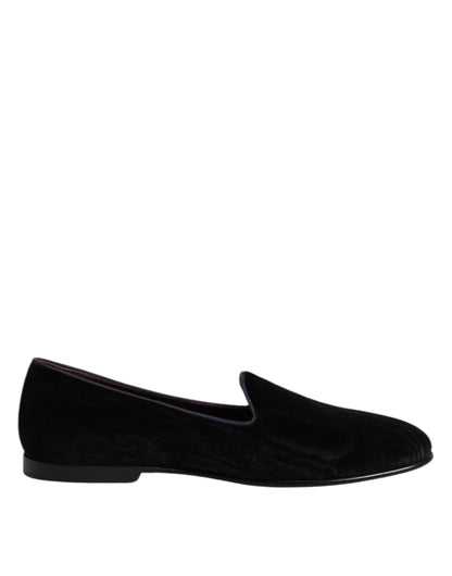Dolce & Gabbana Black DG Crown Embroidery Loafers