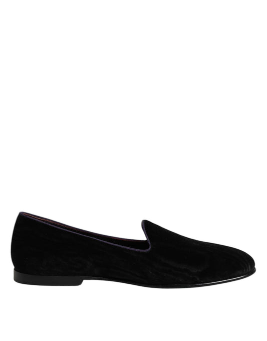 Dolce & Gabbana Black DG Crown Embroidery Loafers