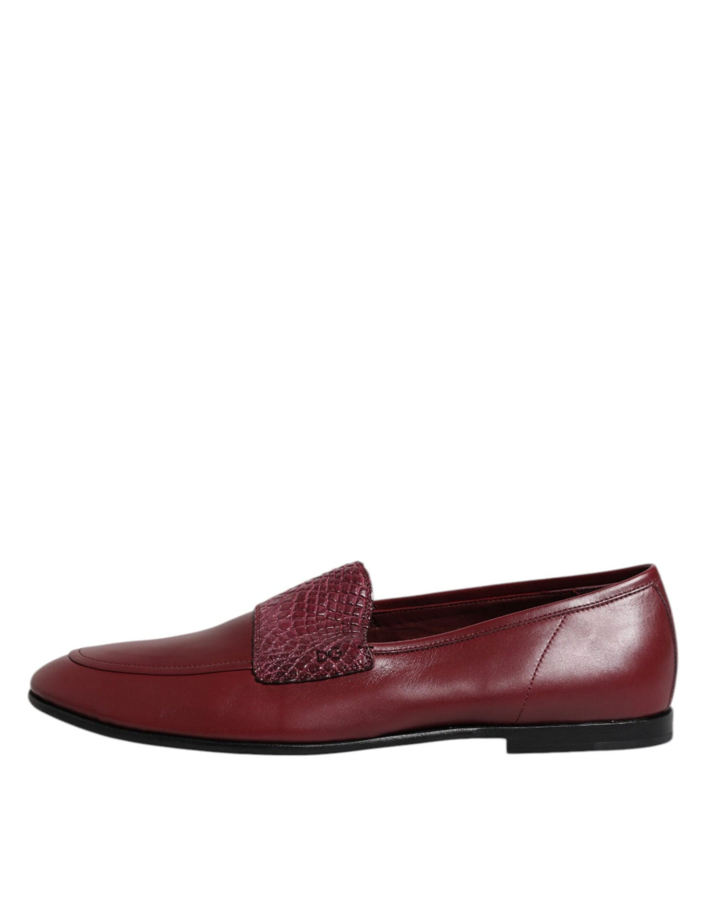 Dolce & Gabbana Burgundy Calfskin Leather Formal Slip-On Shoes