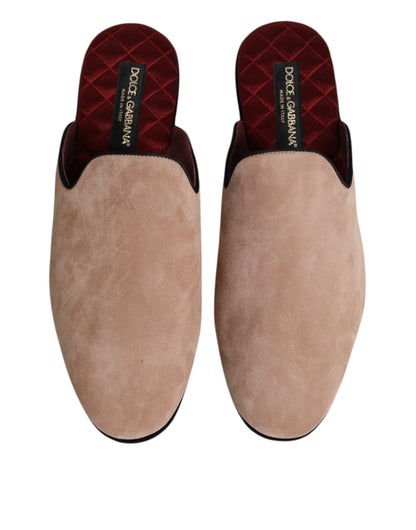 Dolce & Gabbana Beige Capra Suede Slides