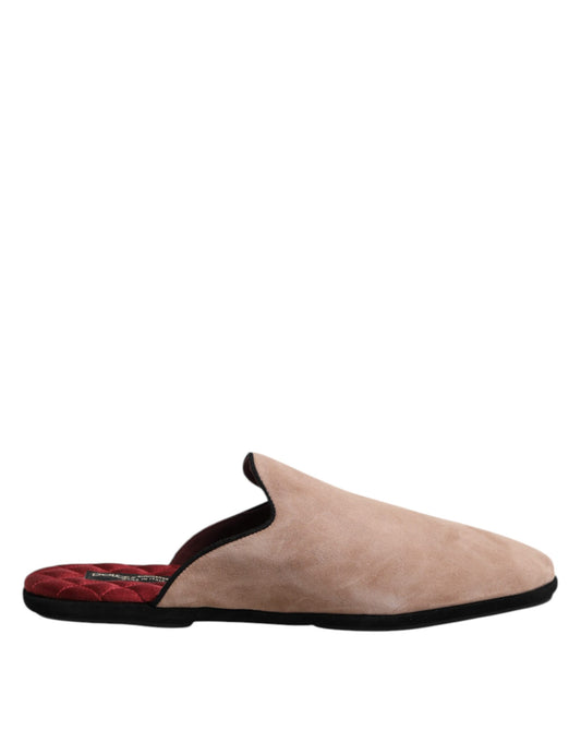 Dolce & Gabbana Beige Capra Suede Slides
