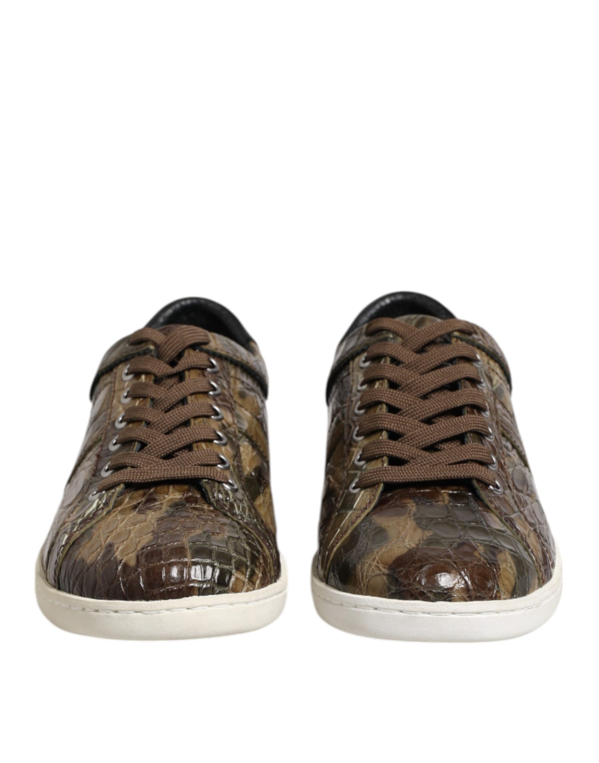 Dolce & Gabbana Brown Exotic Leather Low Top Sneakers