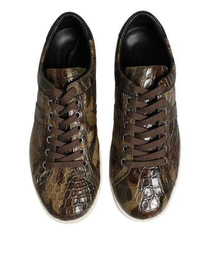 Dolce & Gabbana Brown Exotic Leather Low Top Sneakers