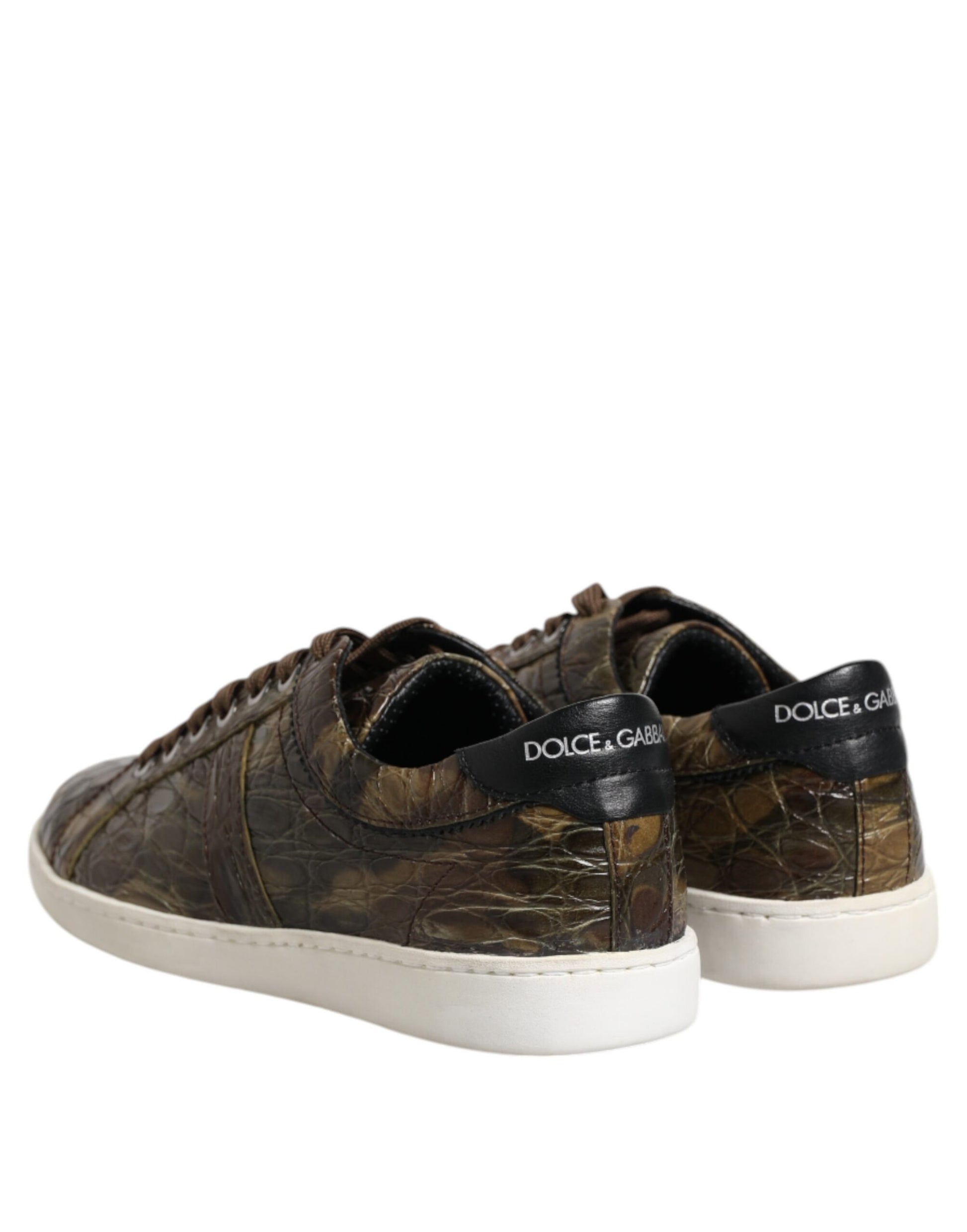 Dolce & Gabbana Brown Exotic Leather Low Top Sneakers