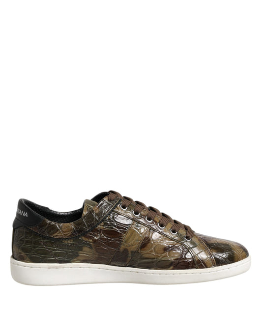 Dolce & Gabbana Brown Exotic Leather Low Top Sneakers