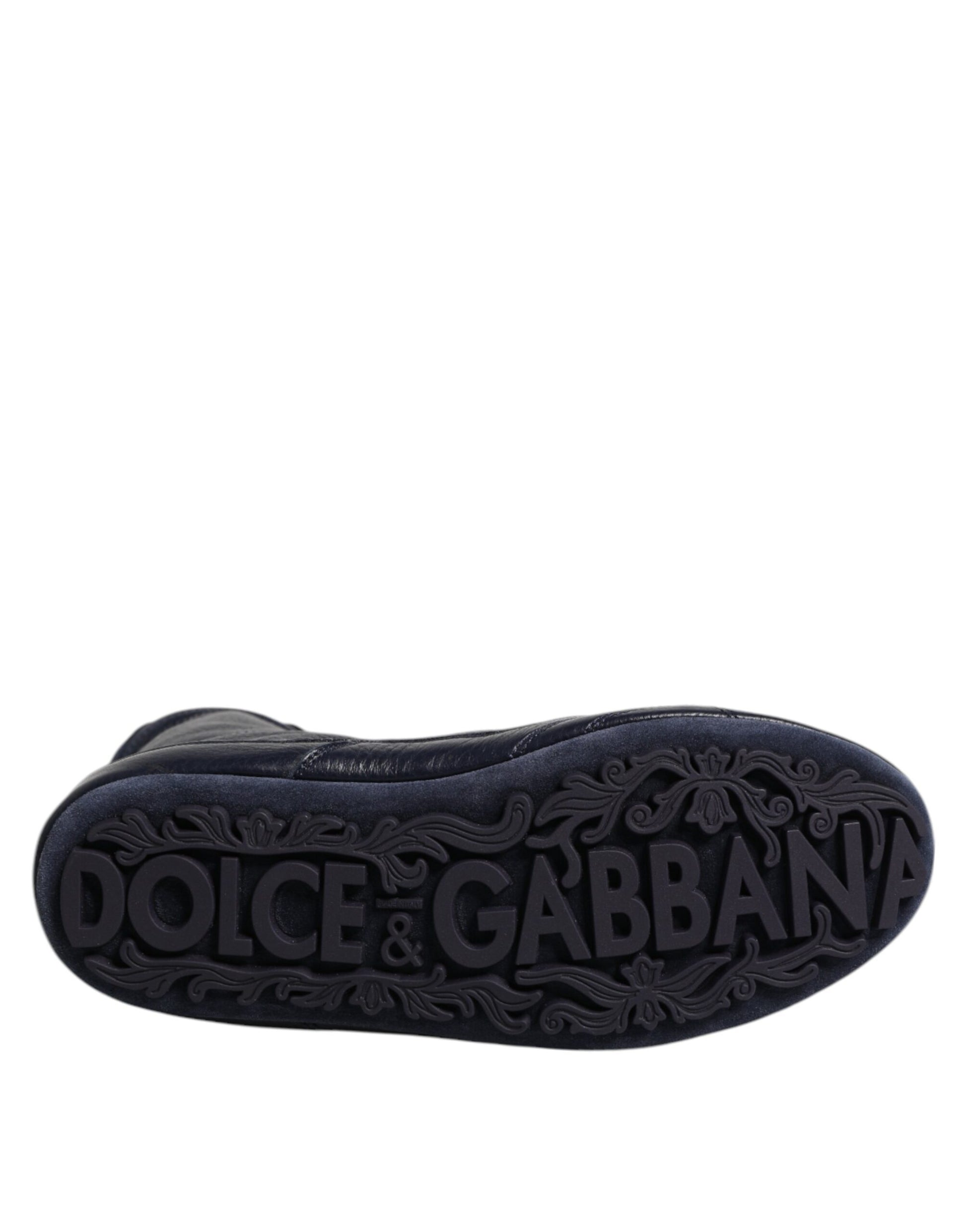 Dolce & Gabbana Dark Blue Leather KING High Top Sneakers