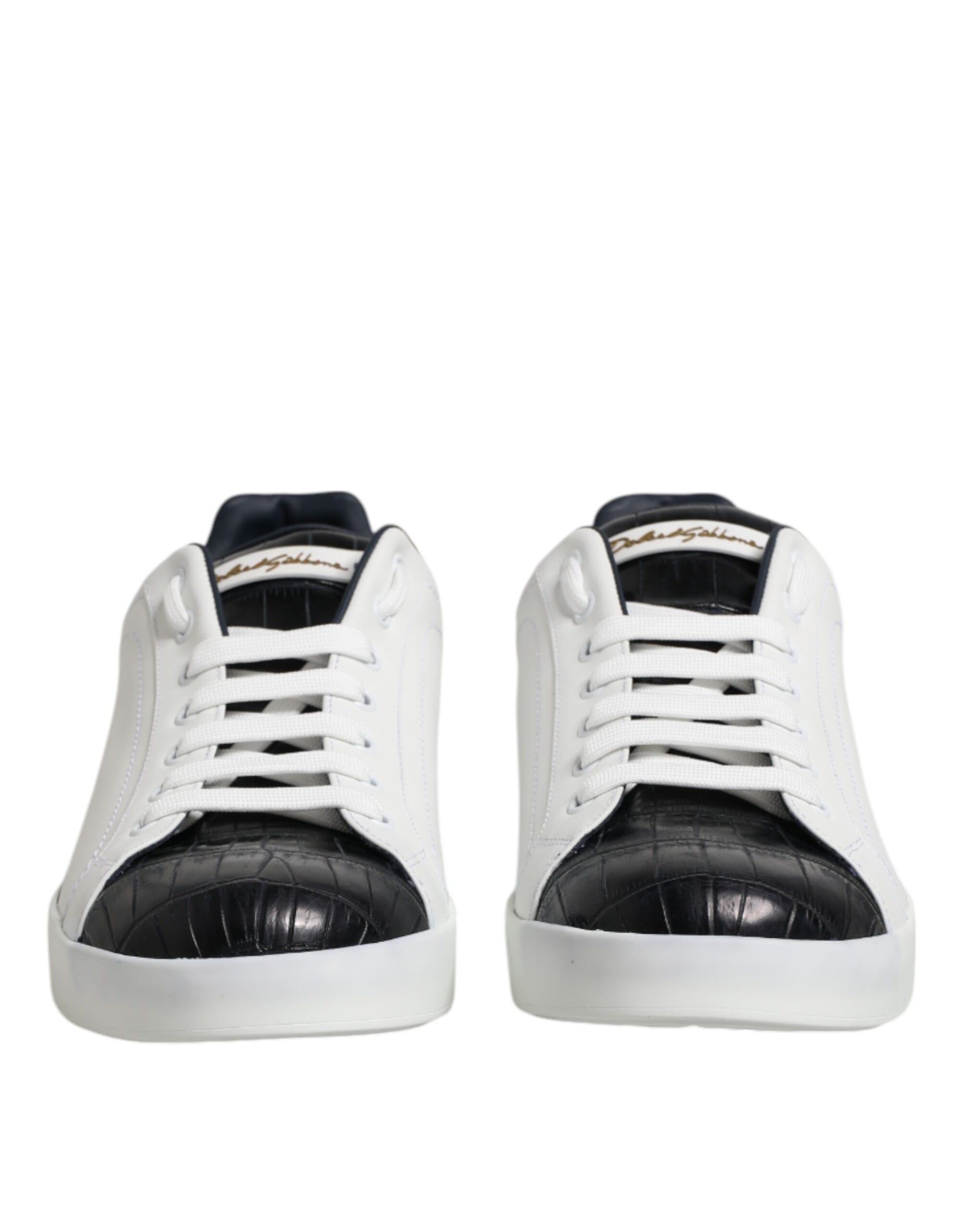 Dolce & Gabbana White and Black Leather Portofino Sneakers