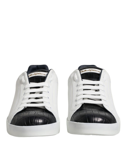Dolce & Gabbana White and Black Leather Portofino Sneakers