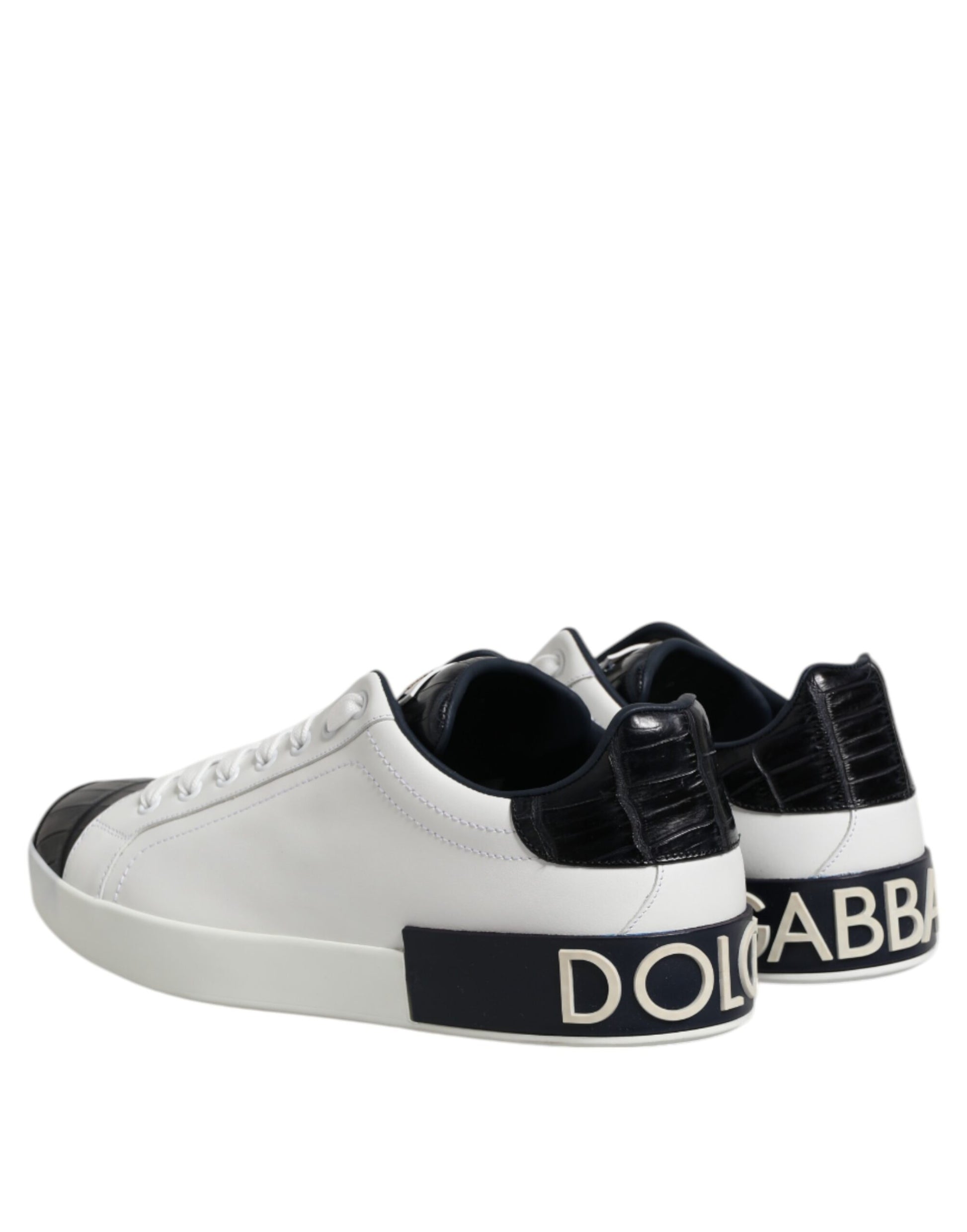 Dolce & Gabbana White and Black Leather Portofino Sneakers