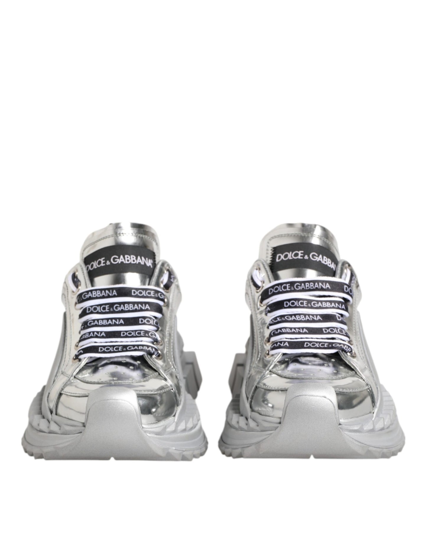 Dolce & Gabbana Silver Leather Super Queen Sneakers