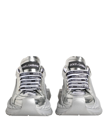 Dolce & Gabbana Silver Leather Super Queen Sneakers