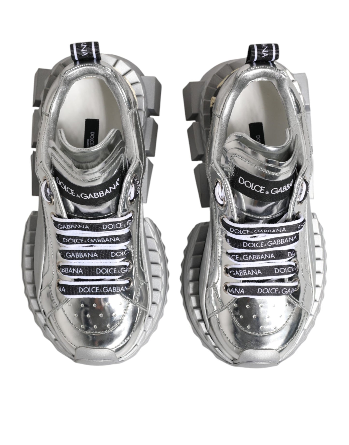 Dolce & Gabbana Silver Leather Super Queen Sneakers