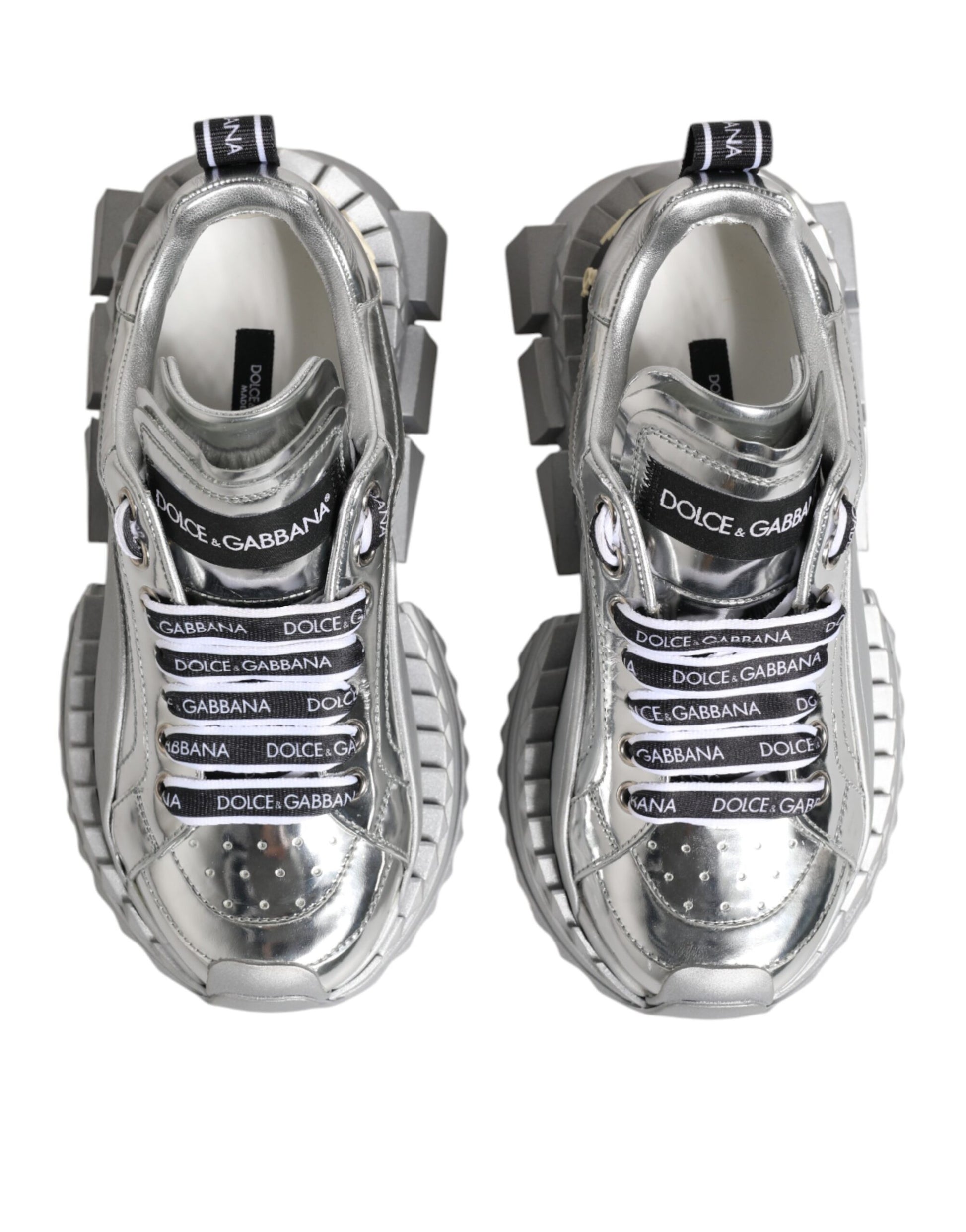 Dolce & Gabbana Silver Leather Super Queen Sneakers