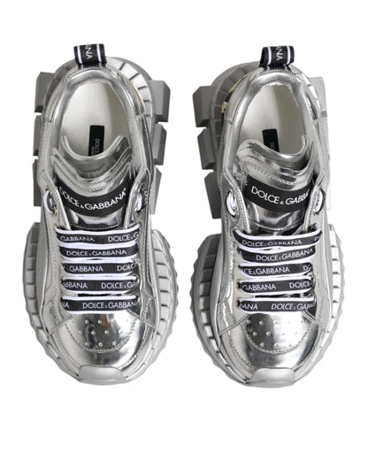 Dolce & Gabbana Silver Leather Super Queen Sneakers