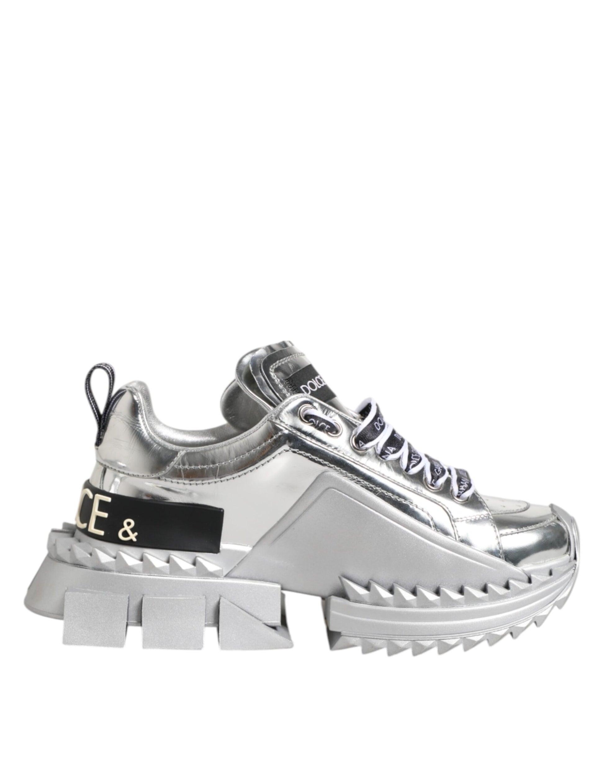 Dolce & Gabbana Silver Leather Super Queen Sneakers