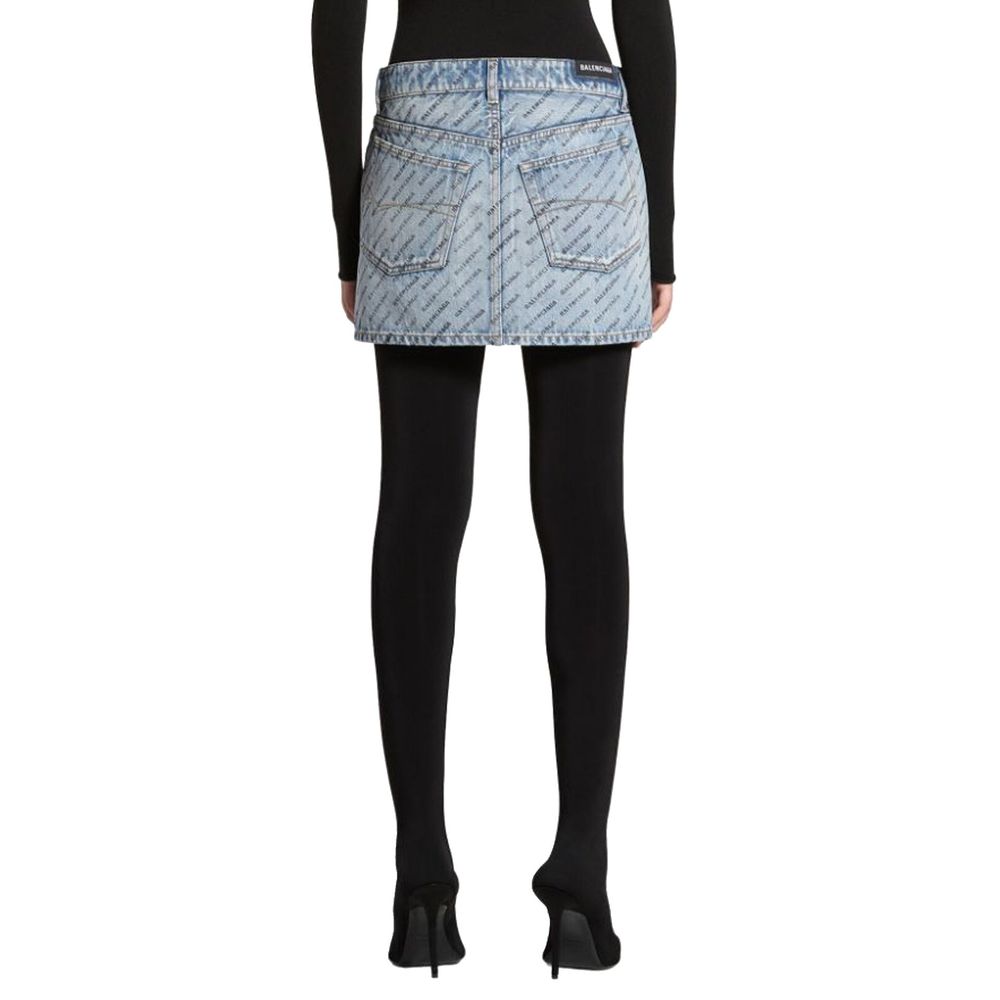 Balenciaga Logo Print Denim Skirt – A Fashion Statement