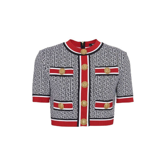 Balmain Cropped Monogram Top - Statement Elegance