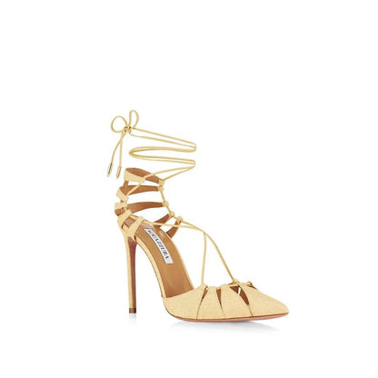 Aquazzura Bellissima Woven Raffia Stiletto Sandals