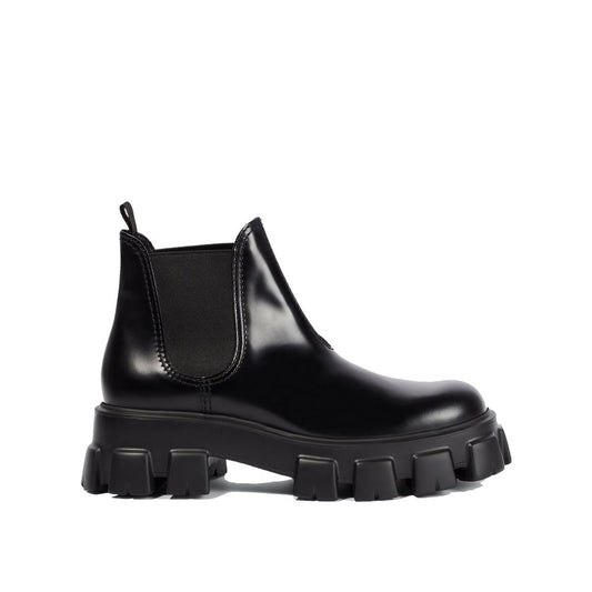 Prada Monolith Leather Ankle Boots for Men