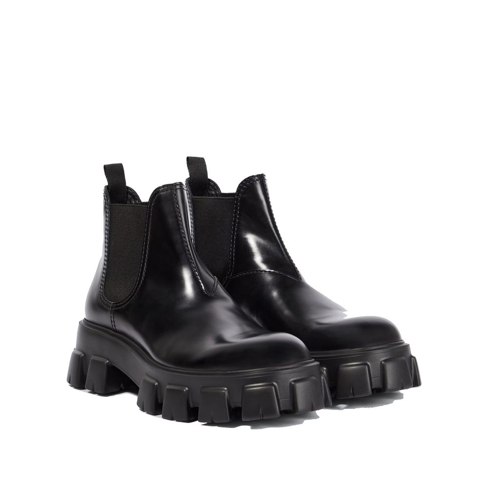 Prada Monolith Leather Ankle Boots for Men