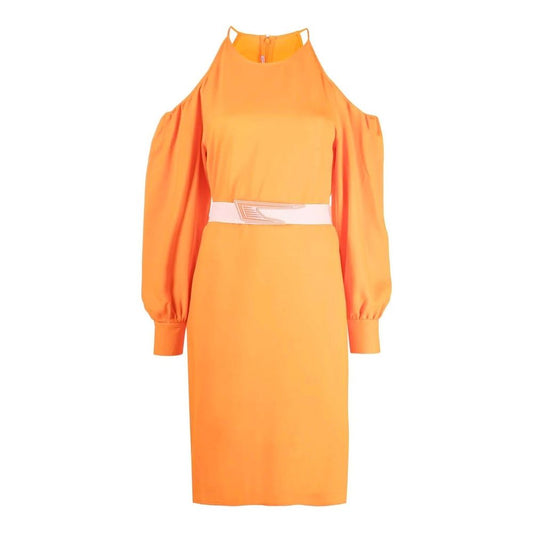 Stella McCartney Orange Off-Shoulder Long Sleeve Dress