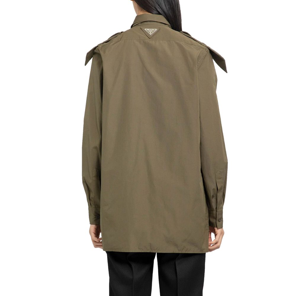 Prada Cotton Shirt in Camouflage Green