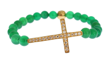  - Elegant Green Jade Bead & Gold Plated Bracelet