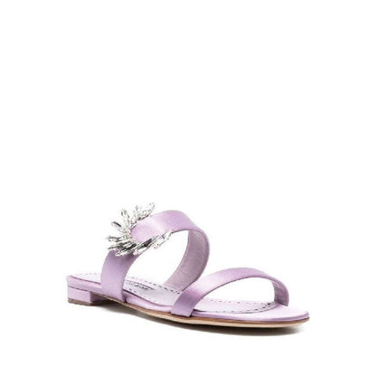 Manolo Blahnik Chivela 010 Flat Sandals - Luxurious Silk Elegance