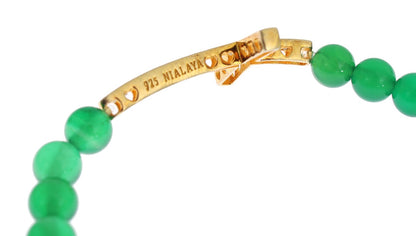  - Elegant Green Jade Bead & Gold Plated Bracelet