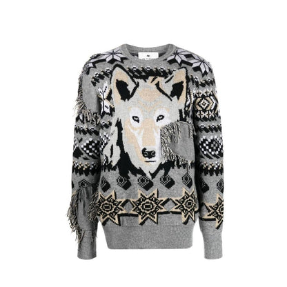 Etro Wool Sweater - Elegant Animal Print Knitwear