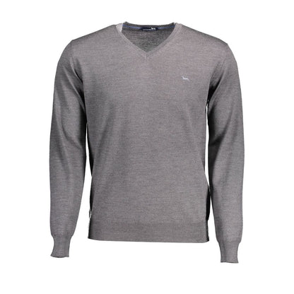 Harmont & Blaine Gray Wool Sweater with Embroidery